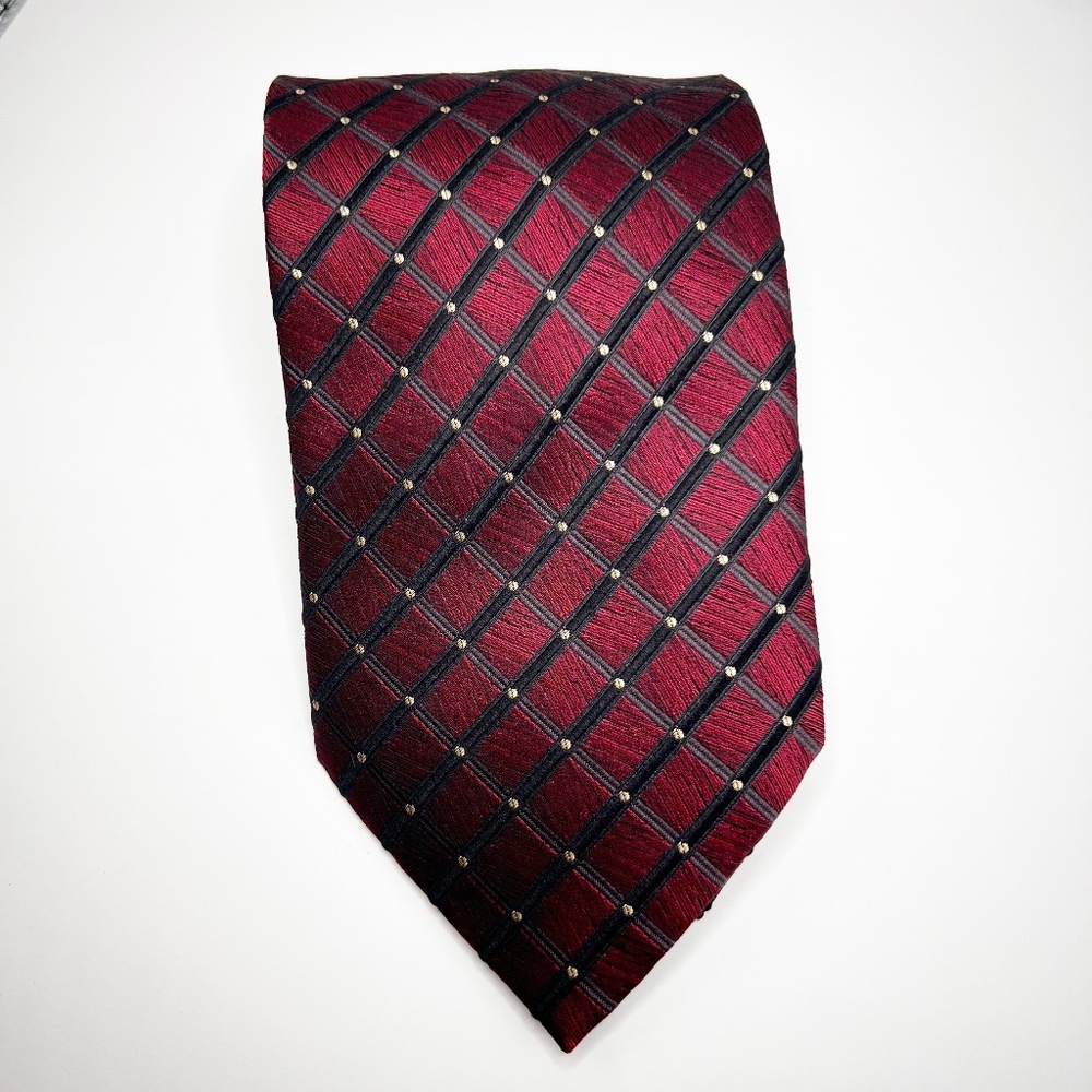 Giorgio Cosani Mens Tie Black Burgundy Wine Gold Handmade Elegant Italy Vintage